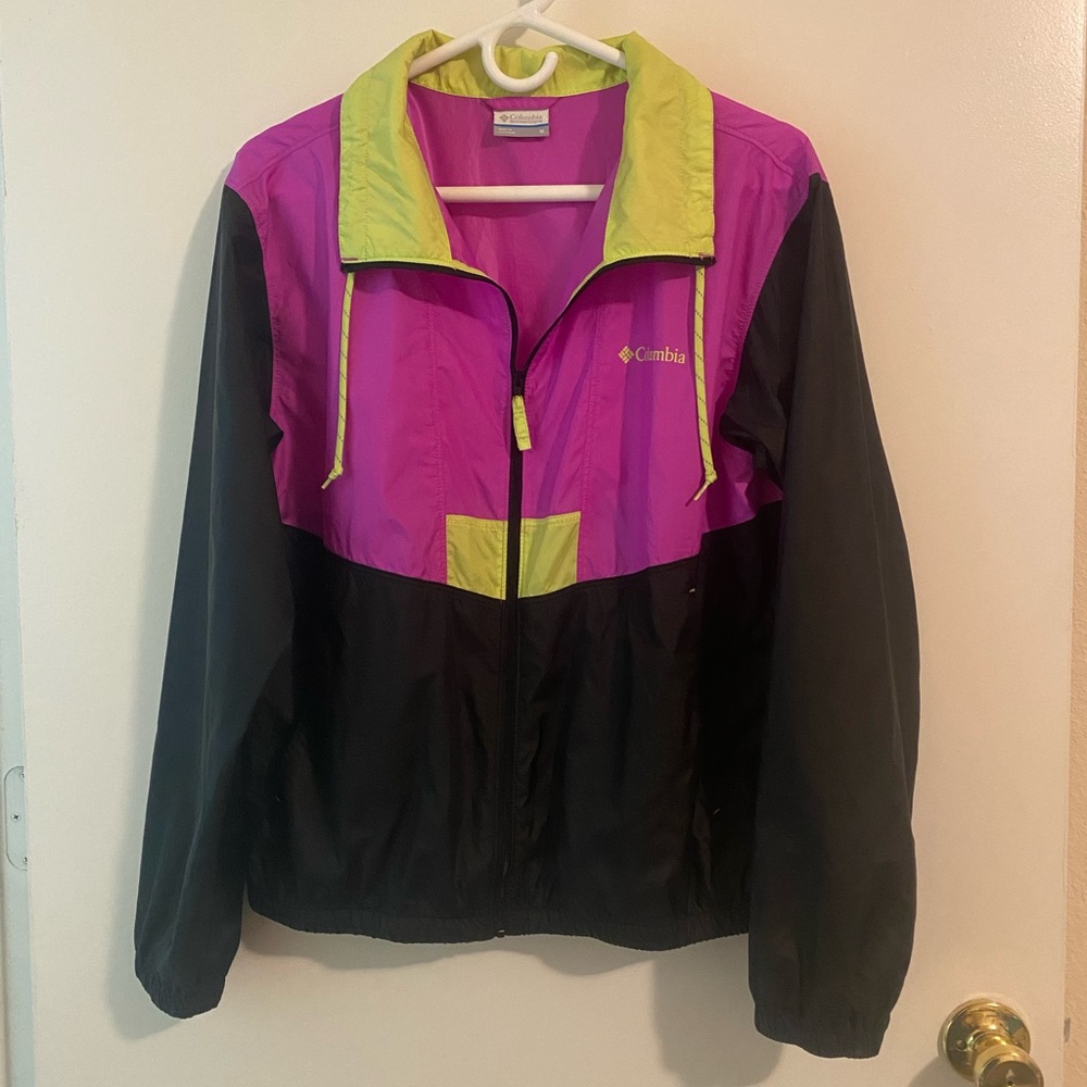 Columbia Flashback Windbreaker - Medium - Black, Magenta